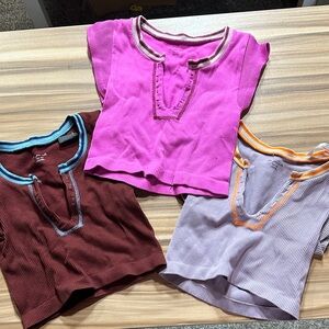 Free People Kids' Pink, Brown, and Purple Ribbed Tees